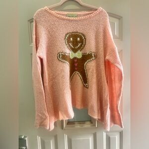 Wildfox Pink Gingerbread Crew Neck Sweater oversized